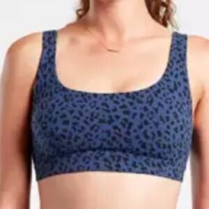 Athleta Sports Bra Size Medium A-C Cup Leopard Print Enchanted Blue Padded NWT